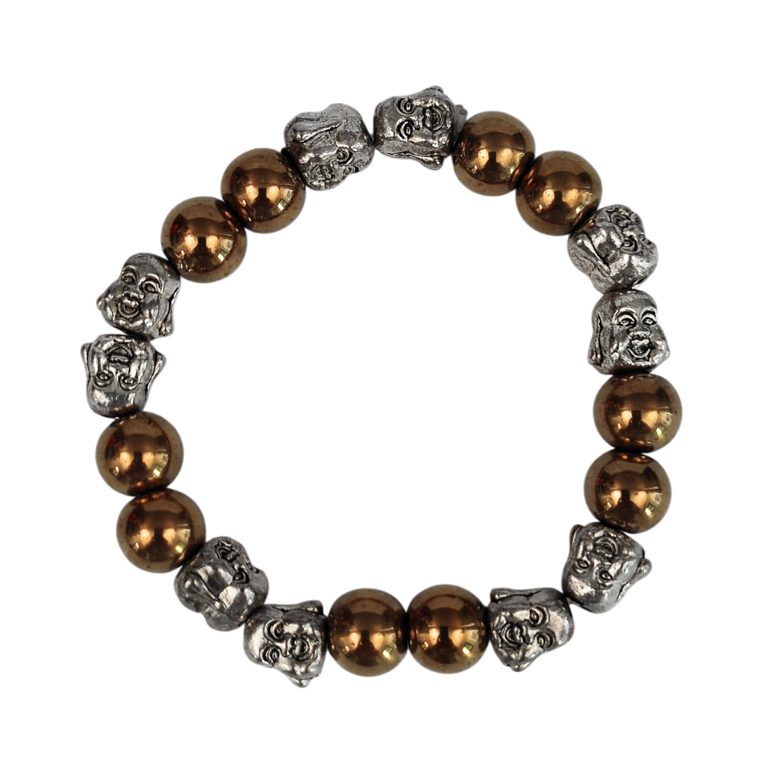 Leklai Gold-Plated Bracelet – Phra Sangkachai 10mm Talisman for Wisdom & Protection
