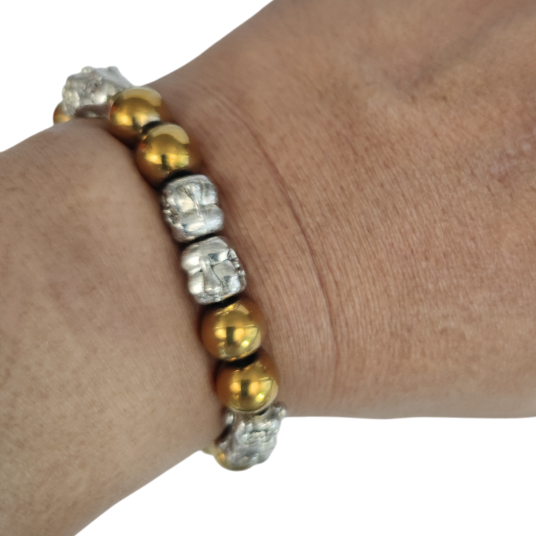 Leklai Gold-Plated Bracelet – Phra Sangkachai 10mm Talisman for Wisdom & Protection