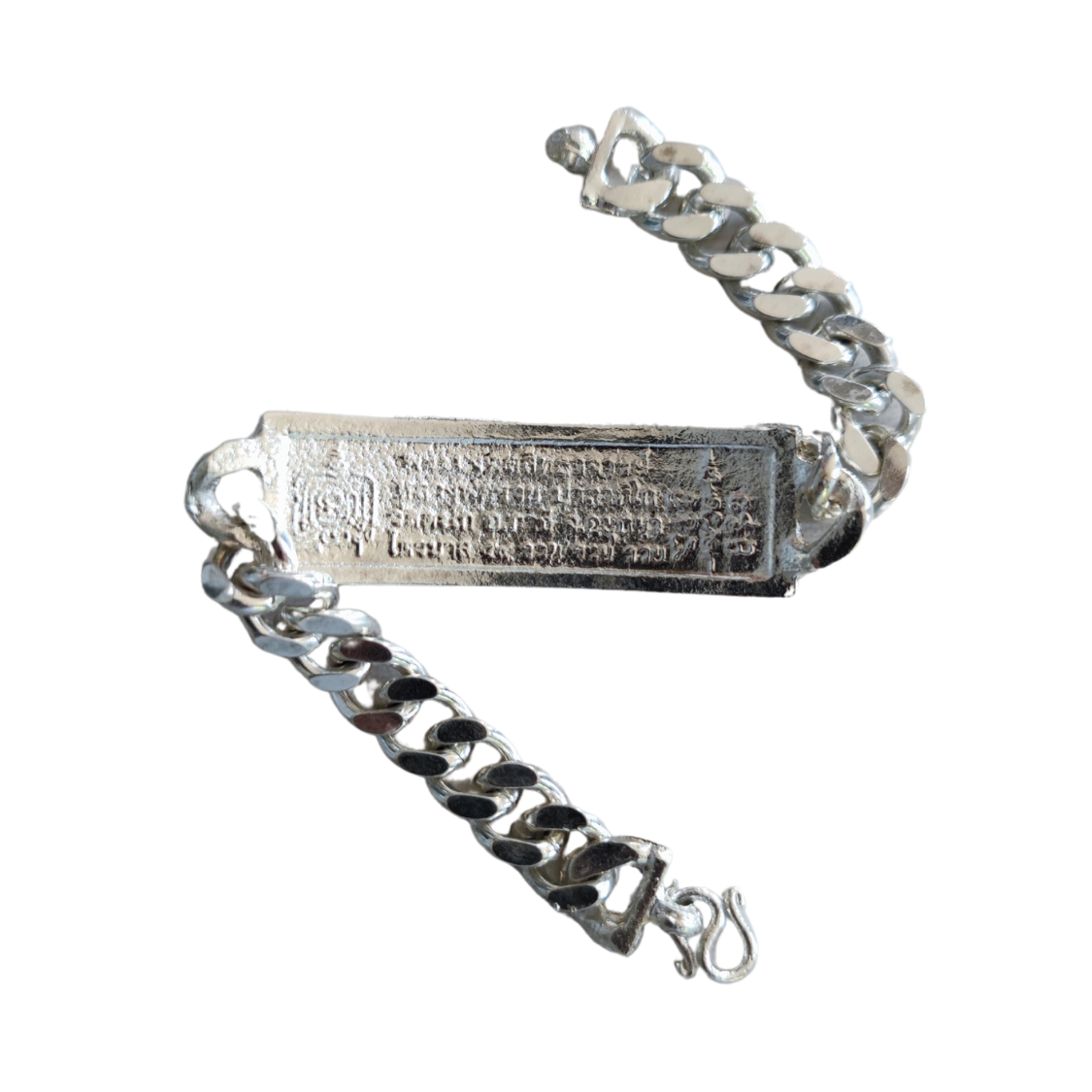 LP Ruay Silver Enamel Bracelet – 7-Inch Stainless Steel Amulet from Wat Tako for Wealth & Prestige