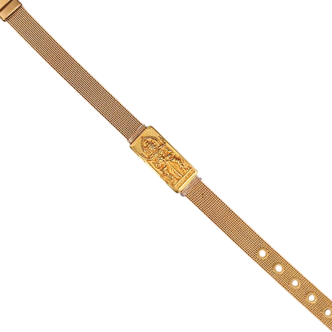Thao Wessuwan Gold-Tone Adjustable Bangle – Thin Buckle Thai Amulet Bracelet for Protection & Wealth