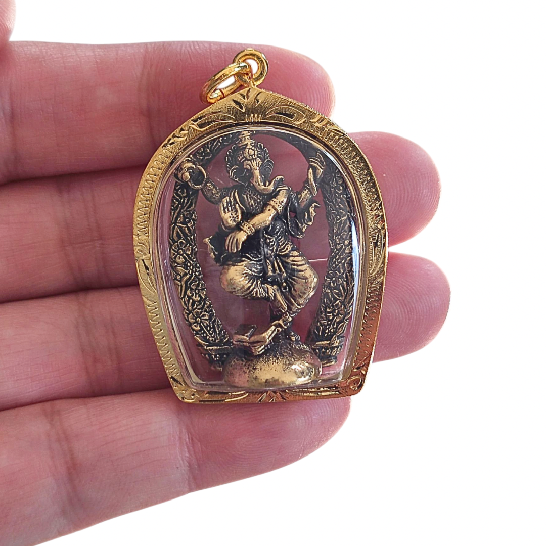 Dancing Ganesh Pendant – Nritya Ganapati Hindu Amulet for Success & Creativity