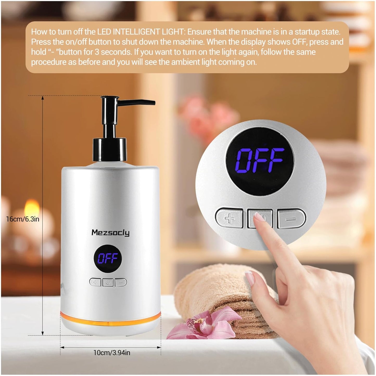 Heated Oil Warmer Dispenser | Constant Temperature Massage & Scented Oil Heater | Spa & Self-care Use | Black
