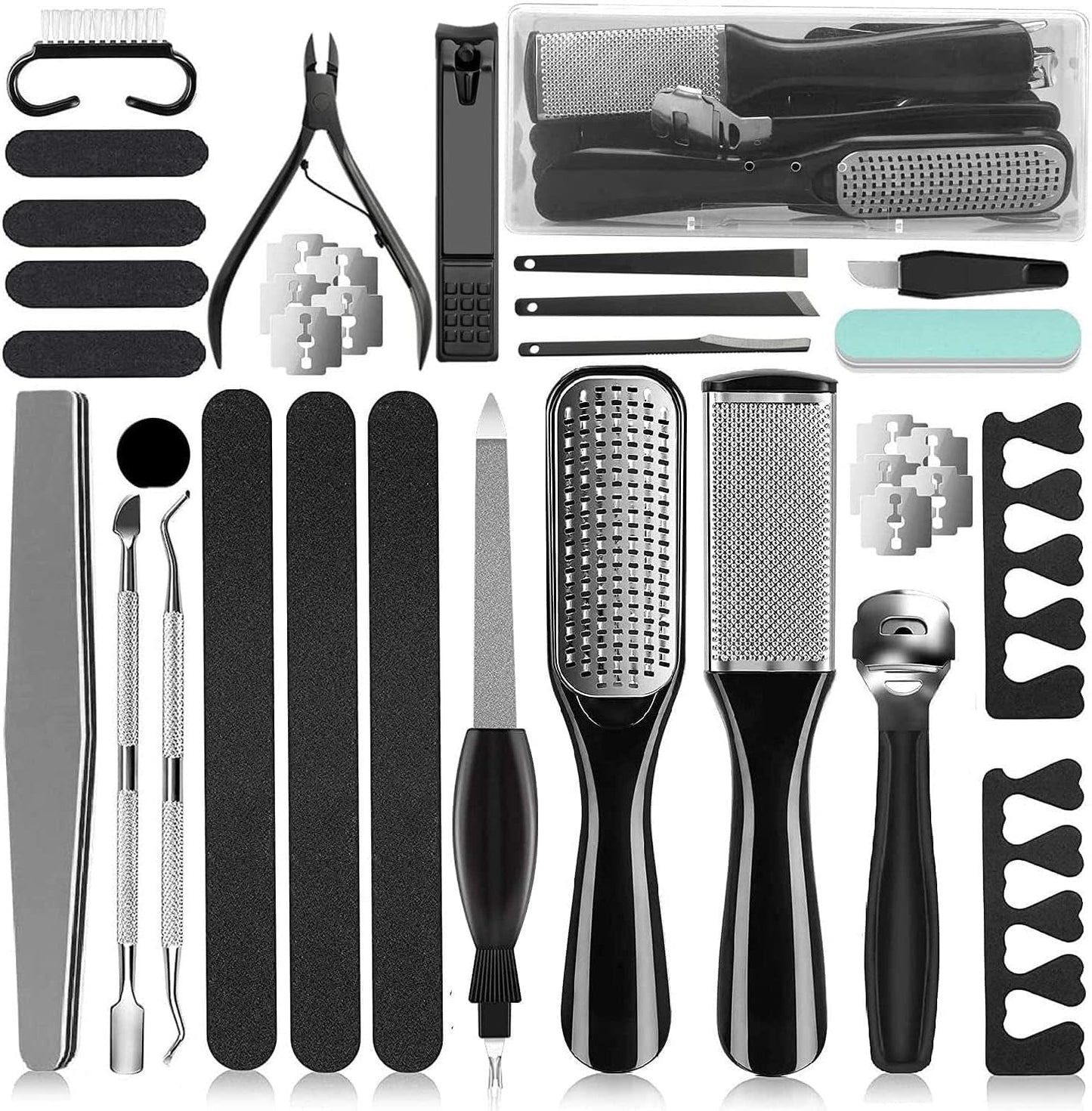 36-in-1 Pedicure Kit | Professional Foot Care Set with Rasp, Clippers & Files | At-Home or Travel Spa Tool Kit