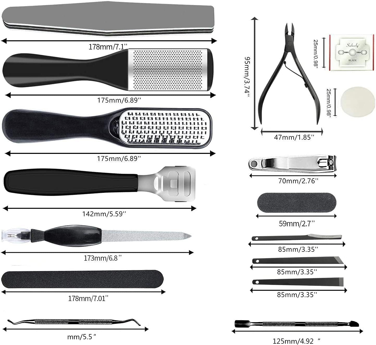 36-in-1 Pedicure Kit | Professional Foot Care Set with Rasp, Clippers & Files | At-Home or Travel Spa Tool Kit