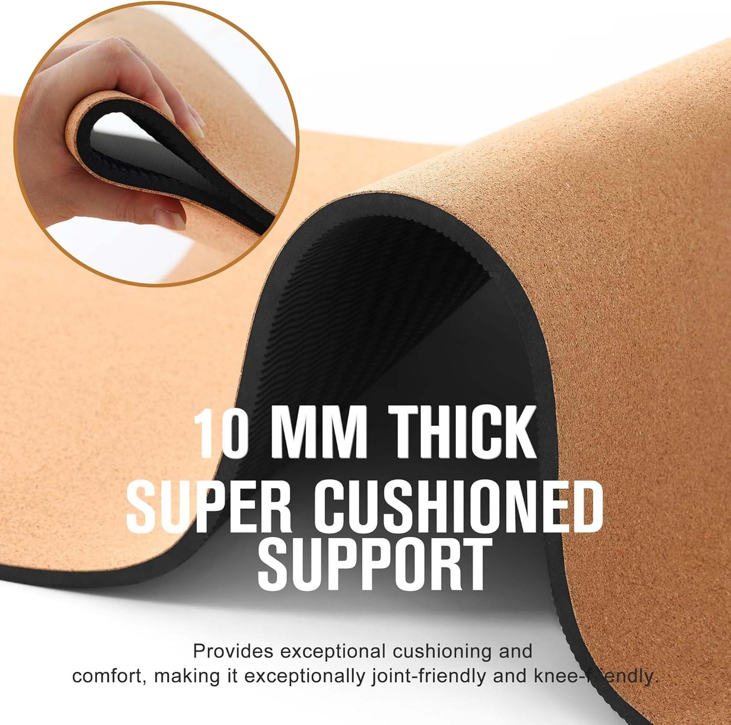 Premium Cork Yoga Mat | Eco-Friendly Non-Slip 72"x26" | Thick TPE Base for Hot Yoga & Comfort Support