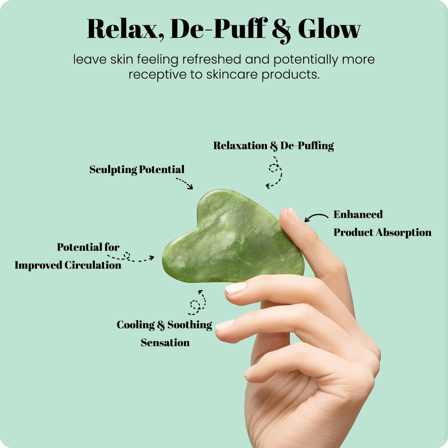 ROSELYNBOUTIQUE Jade Roller & Gua Sha Set – Natural Skincare Tools (Green)