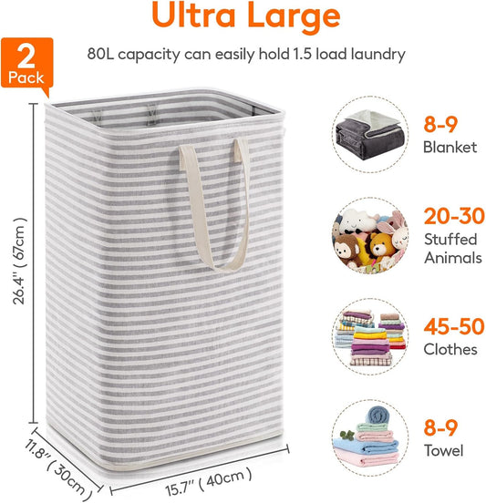 Lifewit Large Laundry Hampers – 2-Pack Foldable, Waterproof Clothes Baskets for Easy Home Organization