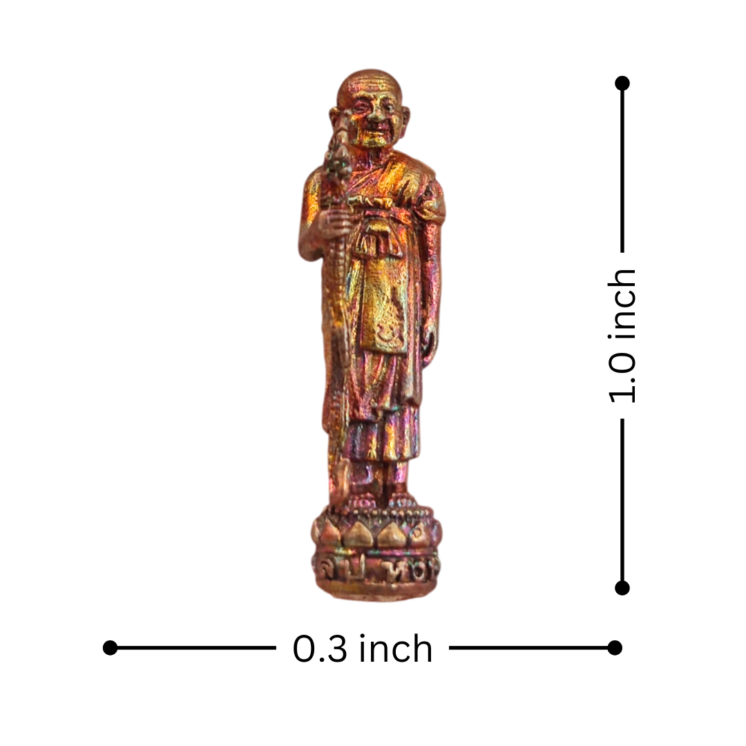 LP Hong Thai Amulet Statue – Sacred Cane Holding Talisman for Fortune, Protection & Success