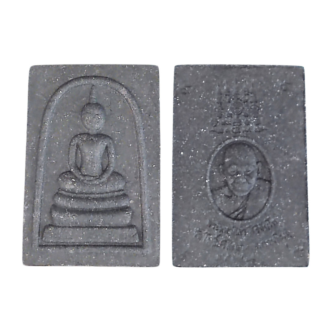 Thai Buddhist Phra Somdej Sao 5 Amulet | Collectible by LP Maha Sila 2020 | Gray Cultural Artifact | 1.5 x 2.0 inches