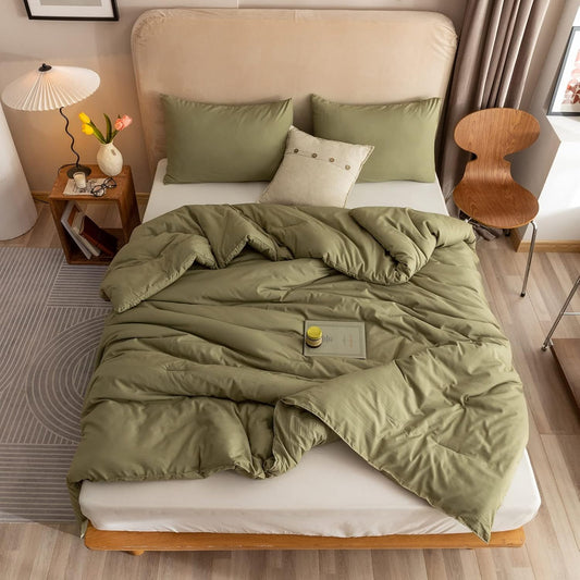 ROSGONIA 3-Piece Comforter Set | Queen Size Olive Green Boho Bedding | Lightweight Quilt & Pillowcases for All Seasons