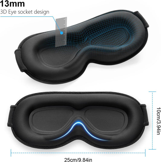 Gritin 100% Blackout 3D Sleep Mask | Zero Pressure Eye Comfort for Deep Rest | Soft & Adjustable Unisex Blindfold