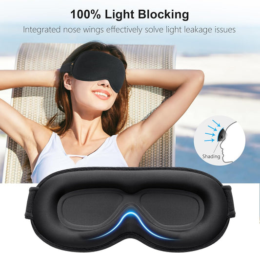 Gritin 100% Blackout 3D Sleep Mask | Zero Pressure Eye Comfort for Deep Rest | Soft & Adjustable Unisex Blindfold