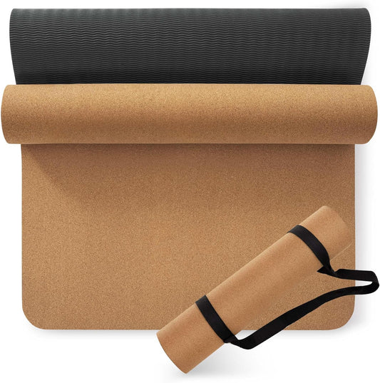 Premium Cork Yoga Mat | Eco-Friendly Non-Slip 72"x26" | Thick TPE Base for Hot Yoga & Comfort Support
