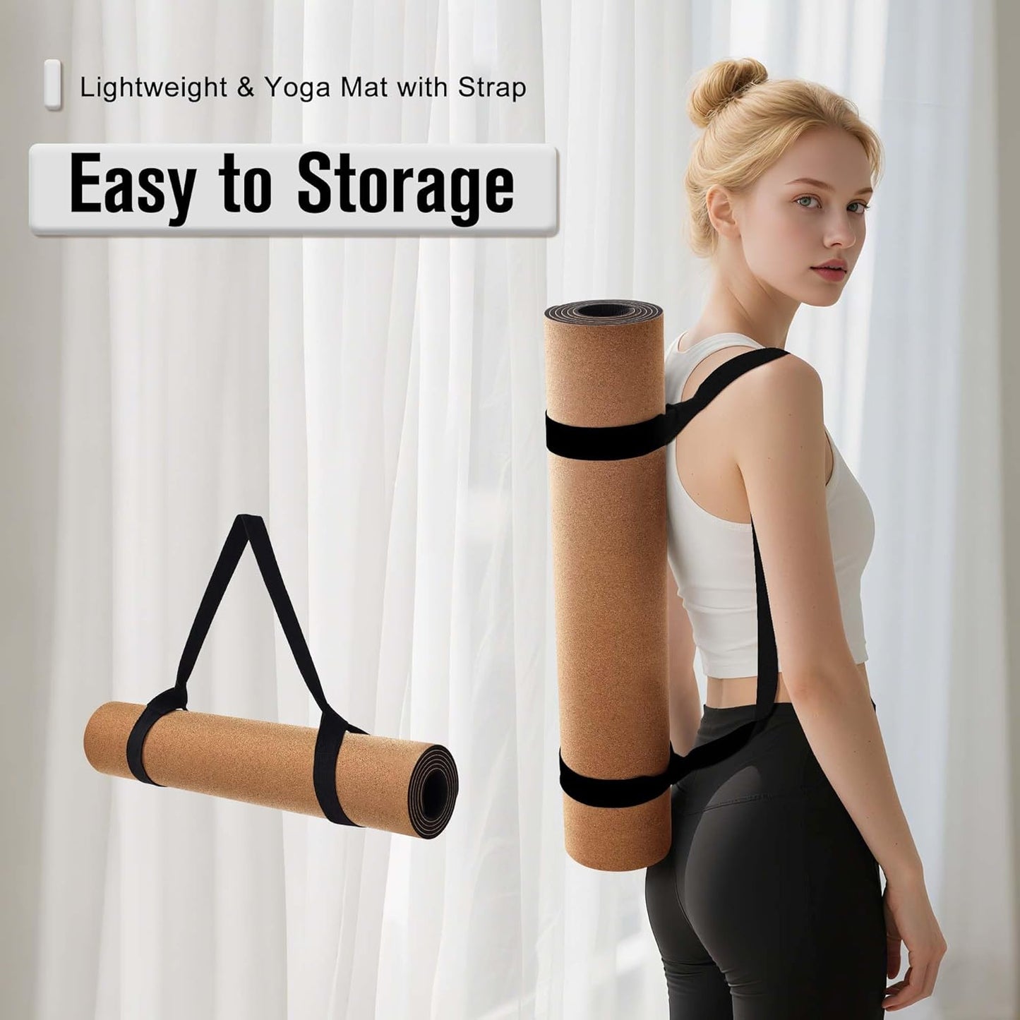 Premium Cork Yoga Mat | Eco-Friendly Non-Slip 72"x26" | Thick TPE Base for Hot Yoga & Comfort Support