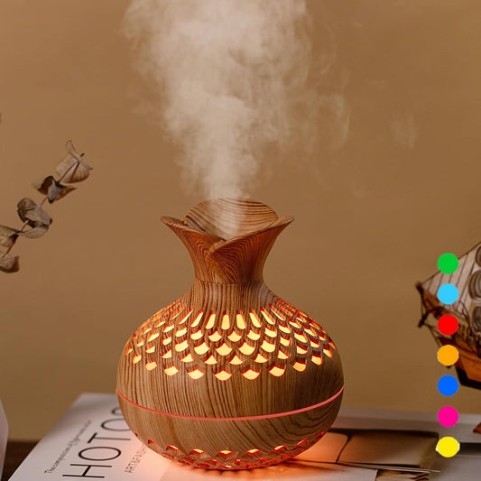 Flower-Shaped Mini USB Humidifier | 300 ml Cool Mist with 7-Color Light | Whisper-Quiet Desktop or Travel Personal Humidifier