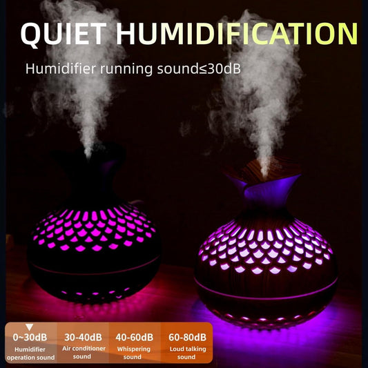 Flower-Shaped Mini USB Humidifier | 300 ml Cool Mist with 7-Color Light | Whisper-Quiet Desktop or Travel Personal Humidifier