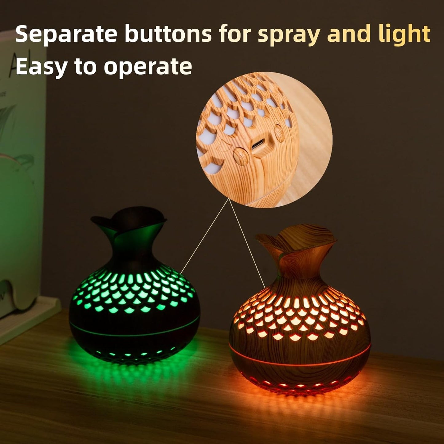 Flower-Shaped Mini USB Humidifier | 300 ml Cool Mist with 7-Color Light | Whisper-Quiet Desktop or Travel Personal Humidifier