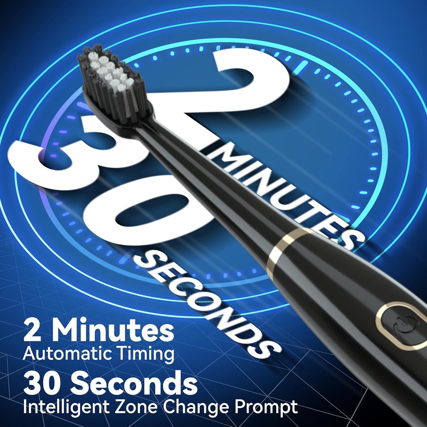 7AM2M Sonic Electric Toothbrush – 5 Modes, 8 Brush Heads, Timer (Black)