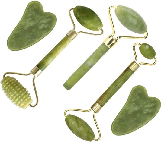 5-in-1 Jade Gua Sha & Roller Set – Complete Facial Massage Kit
