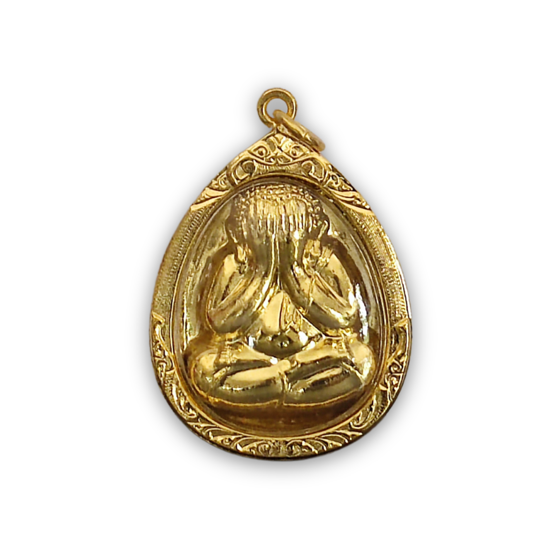 Vintage-style Thai amulet with symbolic markings for protection and good fortune