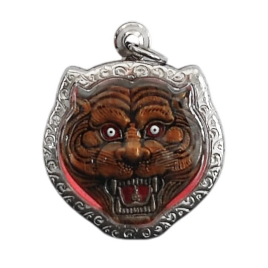 Tiger Mask Coin by LP PernThai spiritual charms and beads used for mindfulness and strength
